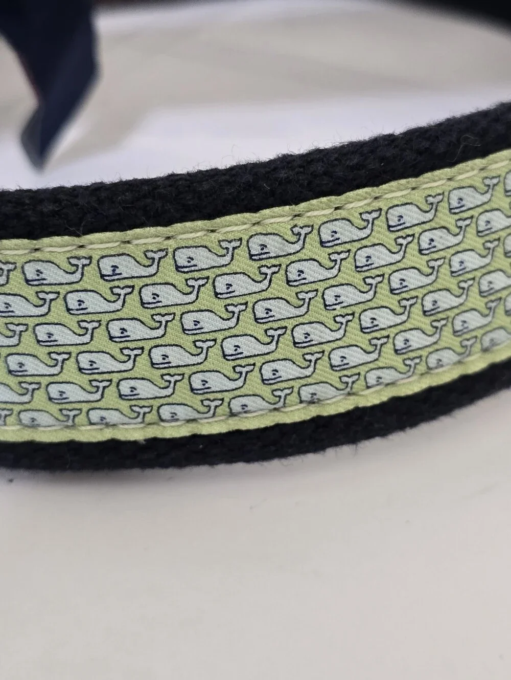 VINEYARD VINES men’s 38 Cotton Silk Ribbon Belt Whales Navy Green Made IN USA